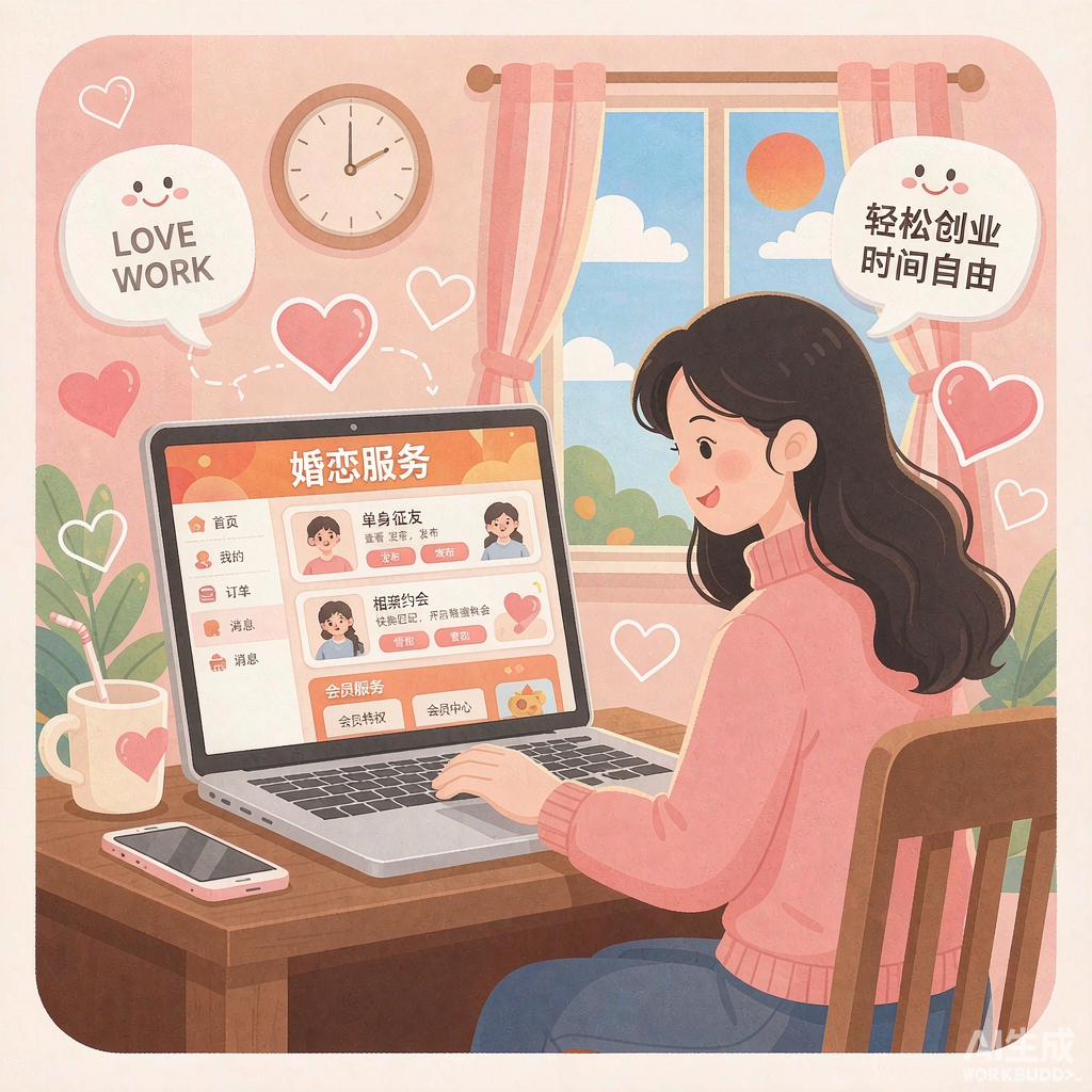 插图1:线上婚恋轻创业场景,居家用系统经营自己的小店